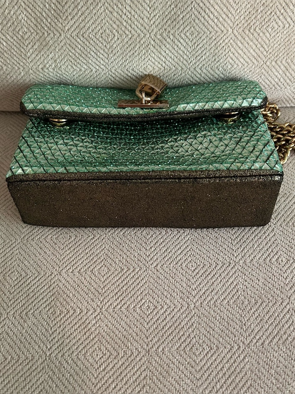 Kurt Geiger London Brixton mini crystal crossbody bag in green - Picture 7 of 11